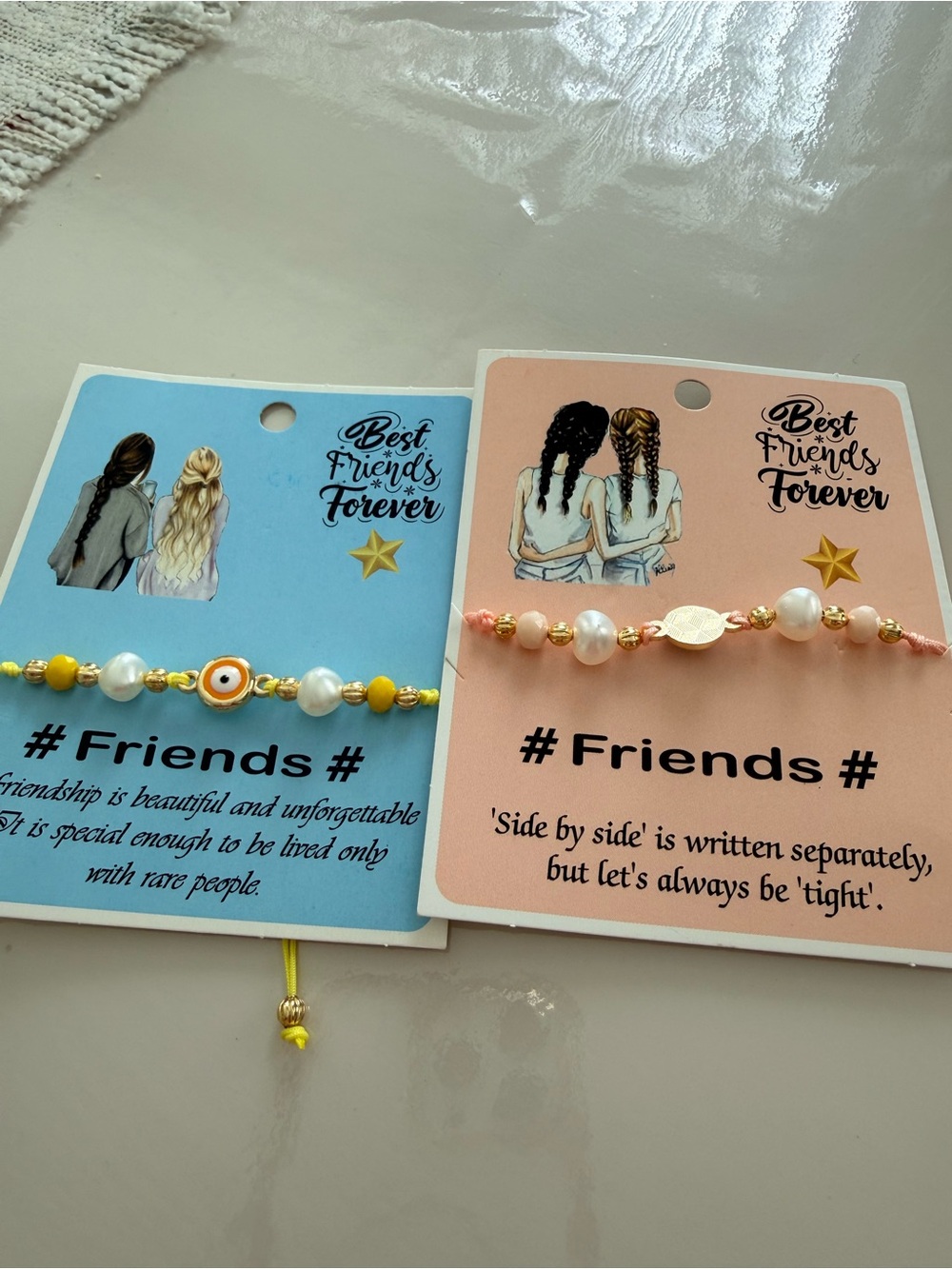 Best Friends Forever Bracelet Set - Yellow & Pink Beaded Friendship Bracelets